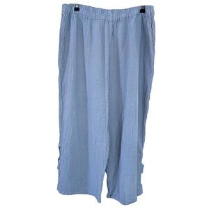 Oh My Gauze! Light Blue Cotton Wide-Leg Pants Size 3 Elastic Waist cottagecore